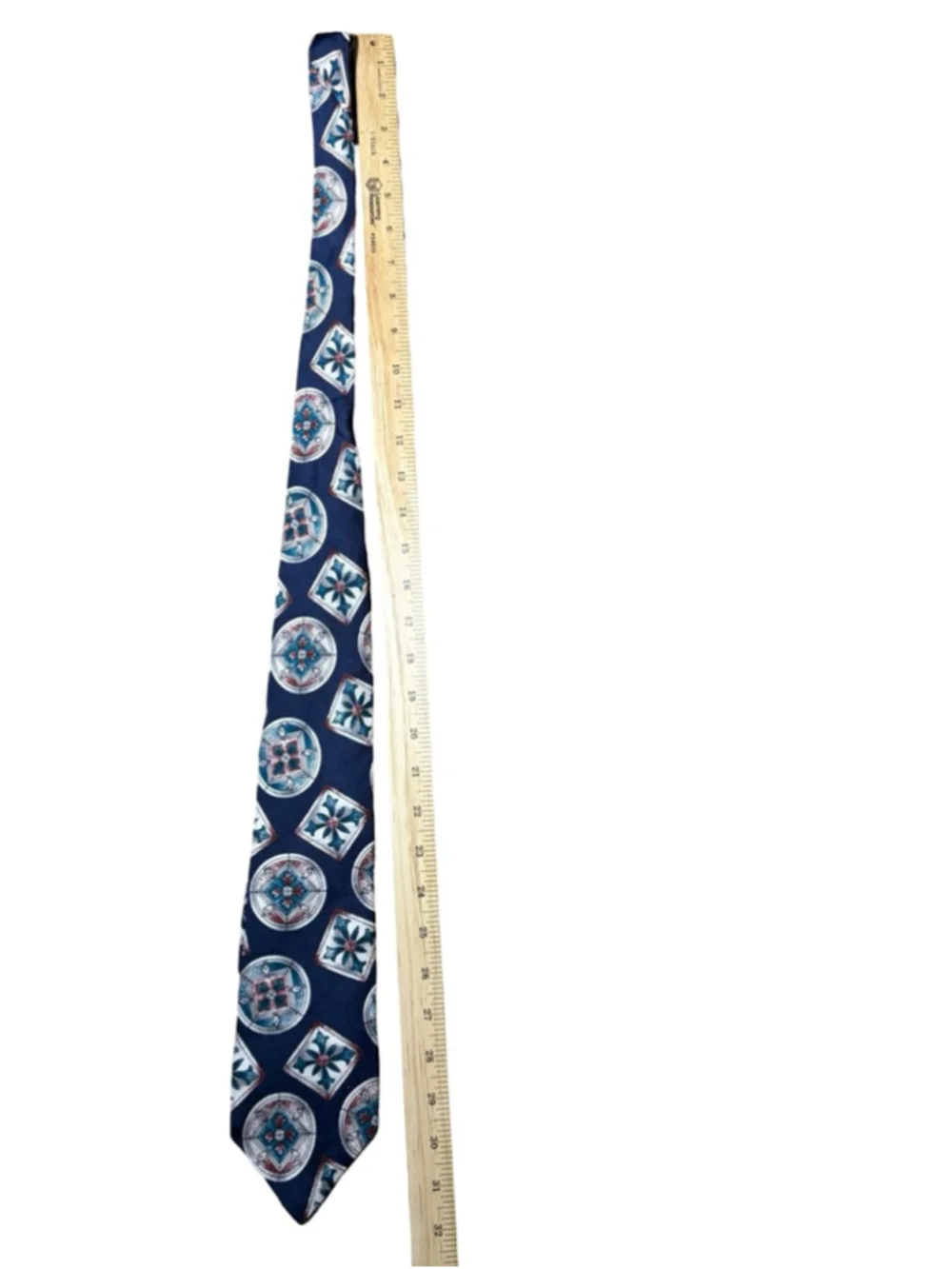 Oscar de la Renta Silk Tie Geometric Medallion Vintage Designer Neckwear